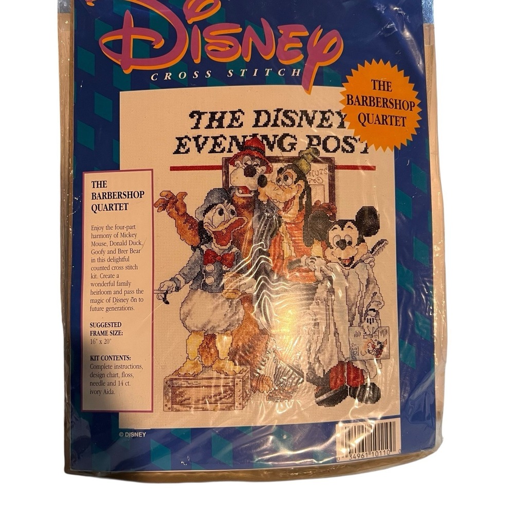 Disney Mickey THE BARBERSHOP QUARTET‎ Cross Stitch Kit Out of Print 16x20 C2